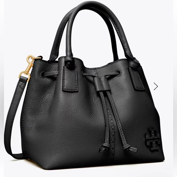 Tory Burch Handbags - Tory Burch McGraw Blk Satchel Crossbody Pebbled Leather Dust Cover NWOT